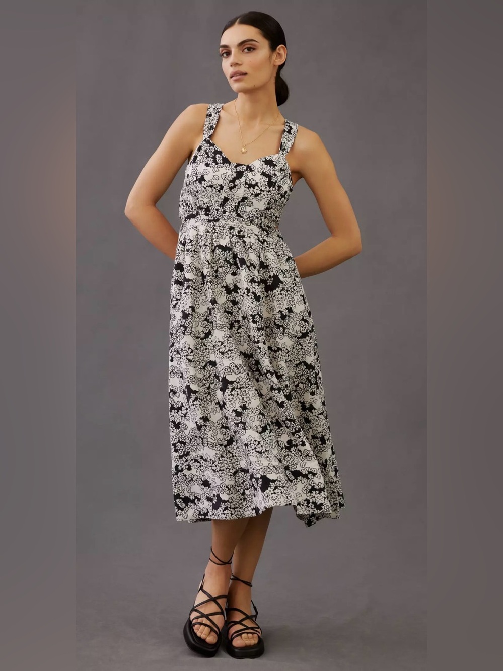 By Anthropologie Printed Midi Dress, Size L